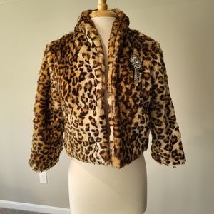 Princess Vera Wang Animal Print Faux Fur Girls Jacket (Size L)